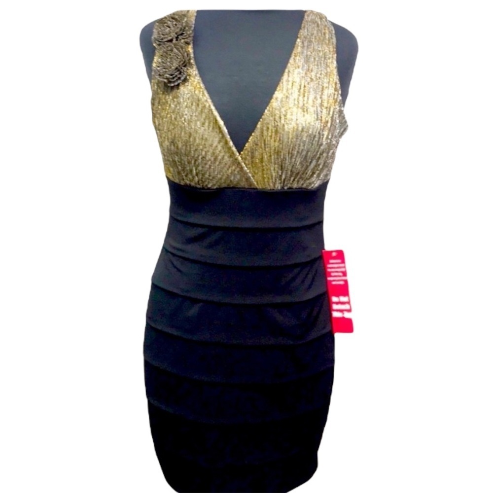 Enfocus Bodycon Dress Black Gold